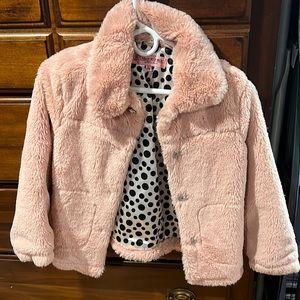 Urban Republic girls pink “fur” coat. 7/8.